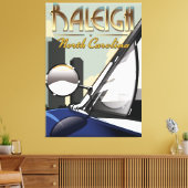 Raleigh North Carolina poster auto Canvas Afdruk (Insitu (Woonkamer))