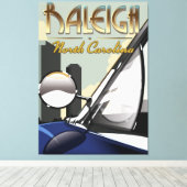 Raleigh North Carolina poster auto Canvas Afdruk (Insitu (Houten vloer))