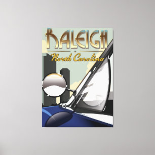 Raleigh North Carolina  poster auto Canvas Afdruk