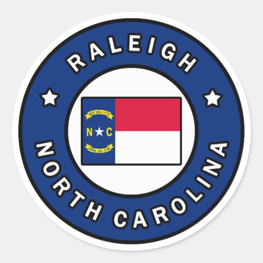 Raleigh North Carolina Ronde Sticker (Voorkant)