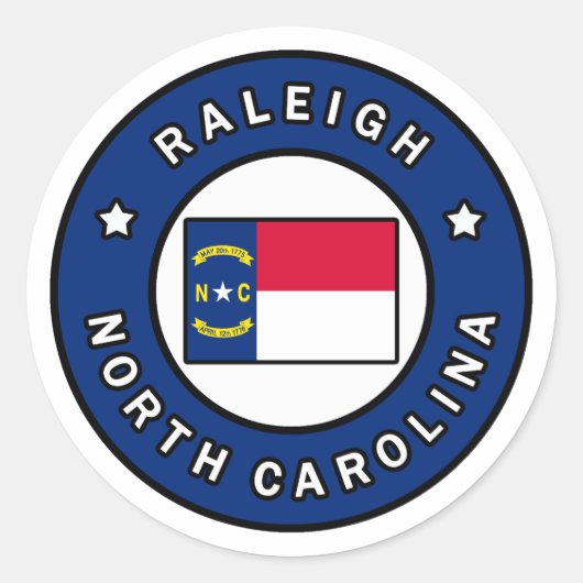 Raleigh North Carolina Ronde Sticker (Voorkant)