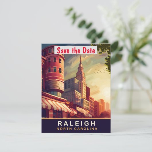 Raleigh, North Carolina Save The Date (Staand voorkant)