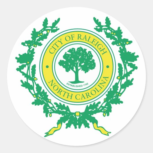 Raleigh, North Carolina Seal Ronde Sticker (Voorkant)