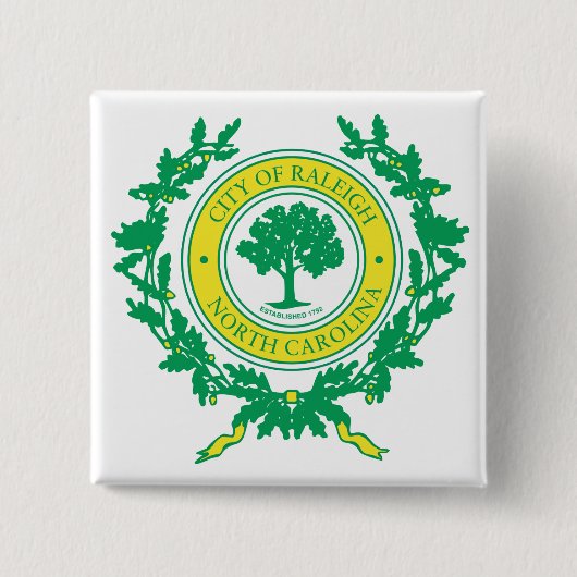 Raleigh, North Carolina Seal Vierkante Button 5,1 Cm (Voorkant)