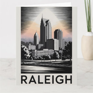 Raleigh North Carolina Silhouette Zwart Wit Houtsn Kaart