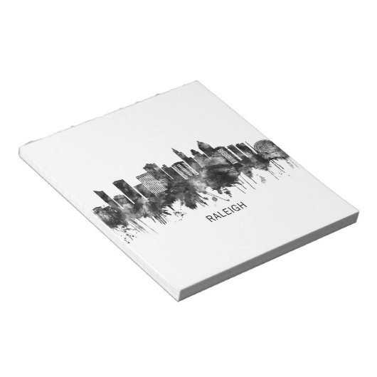 Raleigh North Carolina Skyline BW Notitieblok (Schuin)