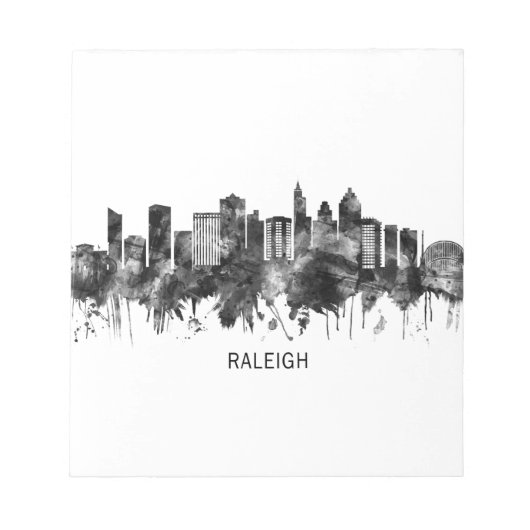 Raleigh North Carolina Skyline BW Notitieblok (Voorkant)
