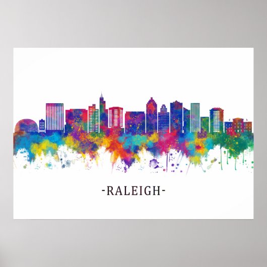 Raleigh North Carolina Skyline Poster (Voorkant)