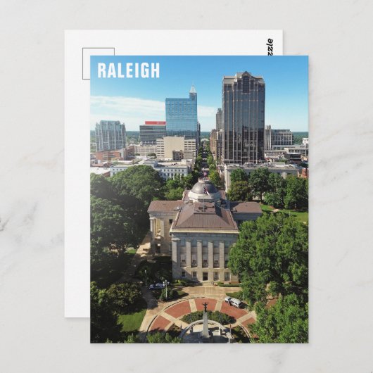 Raleigh North Carolina State Capitol City Skyline Briefkaart (Voorkant / Achterkant)