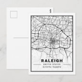 Raleigh North Carolina USA Travel City Map Briefkaart (Voorkant / Achterkant)