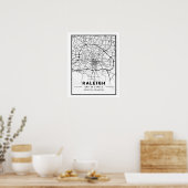 Raleigh North Carolina USA Travel City Map Poster (Keuken)