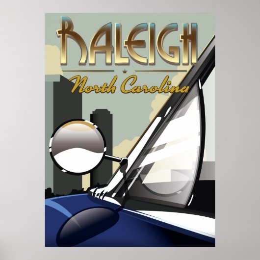 Raleigh North Carolina vintage auto poster (Voorkant)