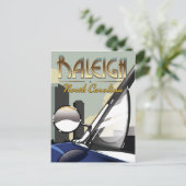 Raleigh North Carolina vintage auto poster Briefkaart (Staand voorkant)