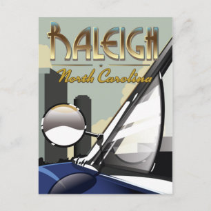 Raleigh North Carolina vintage auto poster Briefkaart