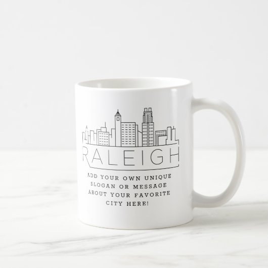 Raleigh Stylized Skyline | Aangepaste slogan Koffiemok (Rechts)