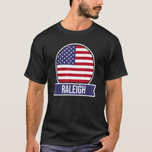 Raleigh USA American place name US vlag design T-shirt (Voorkant)