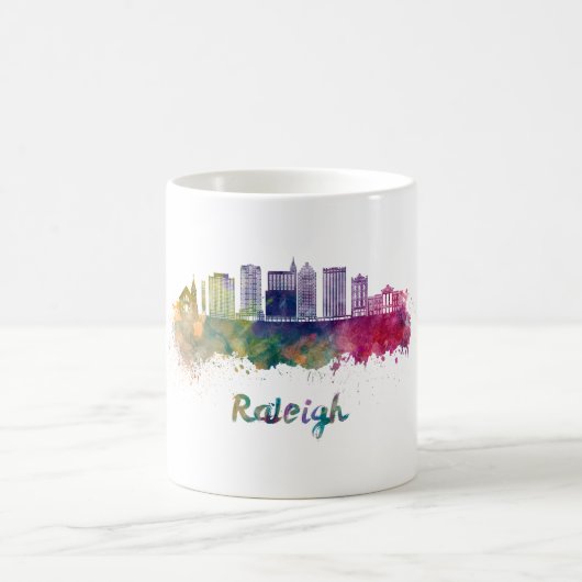 Raleigh V2 skyline in watercolor Koffiemok (Center)