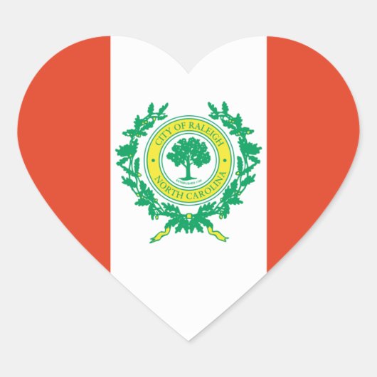 Raleigh, Vlag North Carolina Hart Sticker (Voorkant)