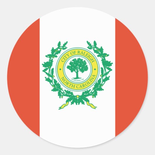 Raleigh, Vlag North Carolina Ronde Sticker (Voorkant)
