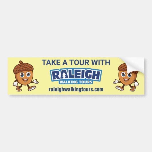 Raleigh Walking Tours Cute Acorn Bumpersticker (Voorkant)