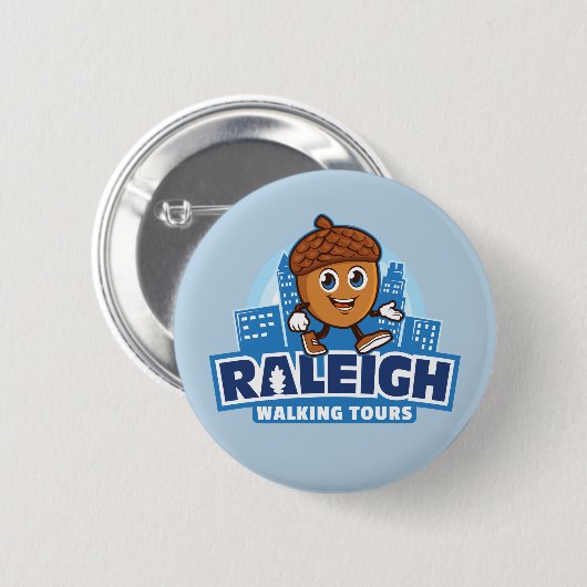 Raleigh Walking Tours Cute Acorn Button (Voorkant /achterkant)