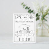 Raleigh Wedding | Gestileerde skyline De datum ops Briefkaart (Staand voorkant)