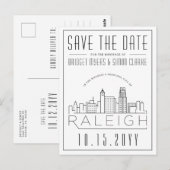 Raleigh Wedding | Gestileerde skyline De datum ops Briefkaart (Voorkant / Achterkant)