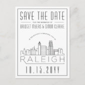 Raleigh Wedding | Gestileerde skyline De datum ops Briefkaart (Voorkant)