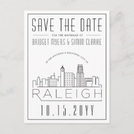 Raleigh Wedding | Gestileerde skyline De datum ops Briefkaart