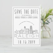 Raleigh Wedding | Gestileerde skyline De datum ops Kaart (Staand voorkant)