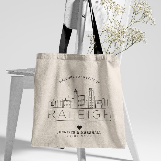 Raleigh Wedding | Gestileerde skyline Tote Bag