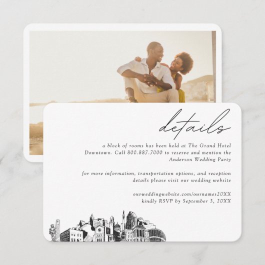 Raleigh Wedding Hotel Kamer Blok Details Informatiekaartje (Voorkant / Achterkant)