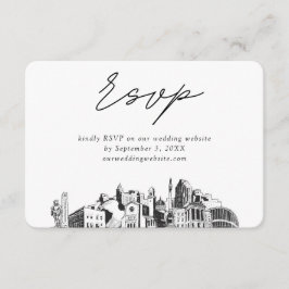 Raleigh Wedding Minimalistische Schets RSVP Informatiekaartje