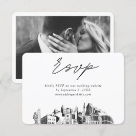 Raleigh Wedding Minimalistische Schets RSVP Informatiekaartje