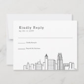 Raleigh Wedding | Stijlvolle Skyline RSVP Kaartje (Voorkant)