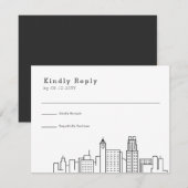 Raleigh Wedding | Stijlvolle Skyline RSVP Kaartje (Voorkant / Achterkant)