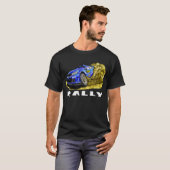 Rally auto in de stof t-shirt (Voorkant volledig)