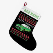 Rally Car Ugly KerstSweater Grote Kerstsok (Voorkant (Hangend))