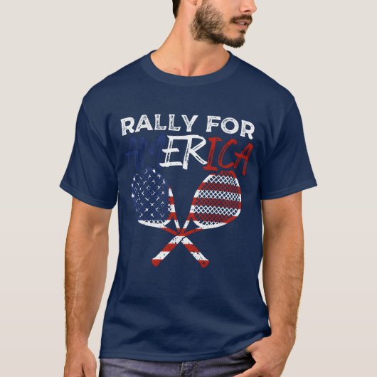 Rally for America Racket Sports American Flag fami T-shirt (Voorkant)