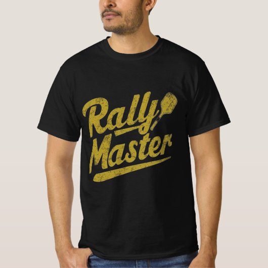 Rally meester retro gouden pickleball t-shirt (Voorkant)