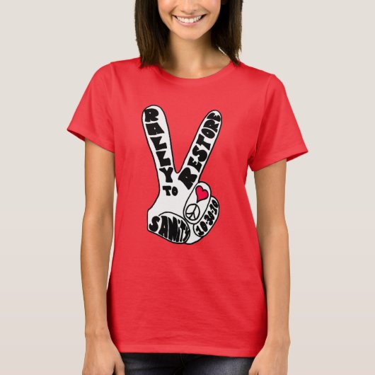 Rally om Sanity Peace Fingers Womens te herstellen T-shirt (Voorkant)
