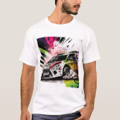 Rally Racing, Graffiti, Auto White T-shirt (Voorkant)