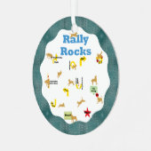 Rally Rocks Honden Metalen Ornament (Voorkant links)