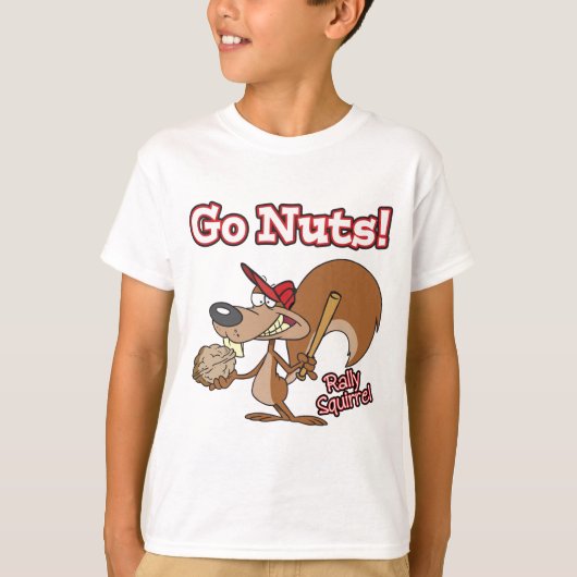 rally squirrel gaat gek op baseball cartoon t-shirt (Voorkant)
