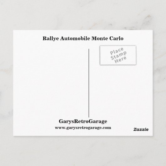 Rallye Automobiel Monte Carlo Briefkaart (Achterkant)