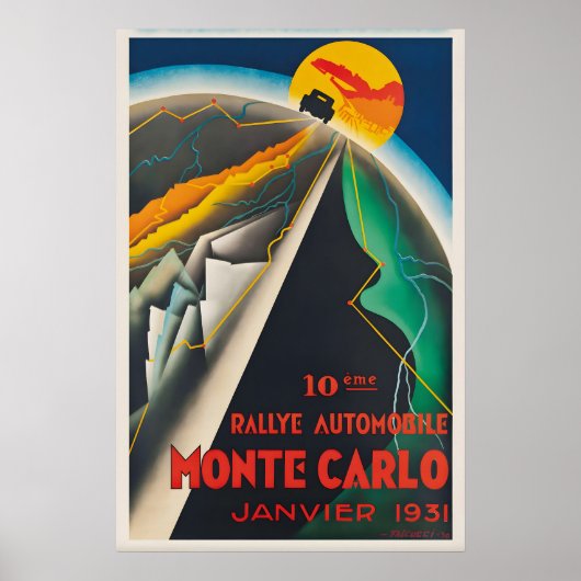 Rallye Automobile Monte Carlo Vintage Poster Afdru (Voorkant)