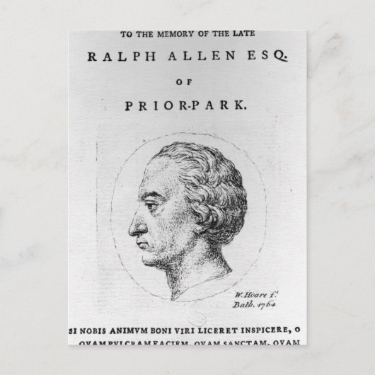 Ralph Allen, 1764 Briefkaart (Voorkant)