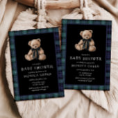 Ralph Teddy Bear Navy Green Plaid Baby Shower Kaart