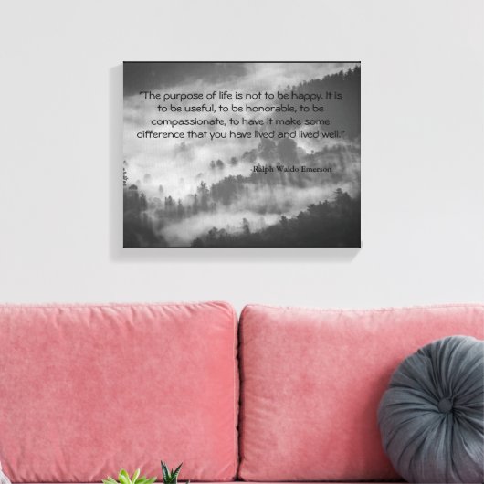 Ralph Waldo Emerson Quote Canvas Art Zwart & Wit (Insitu (Woonkamer))