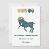 Ram 1e Verjaardag Impressionist Gouden Glitter Uit Kaart (Voorkant)
